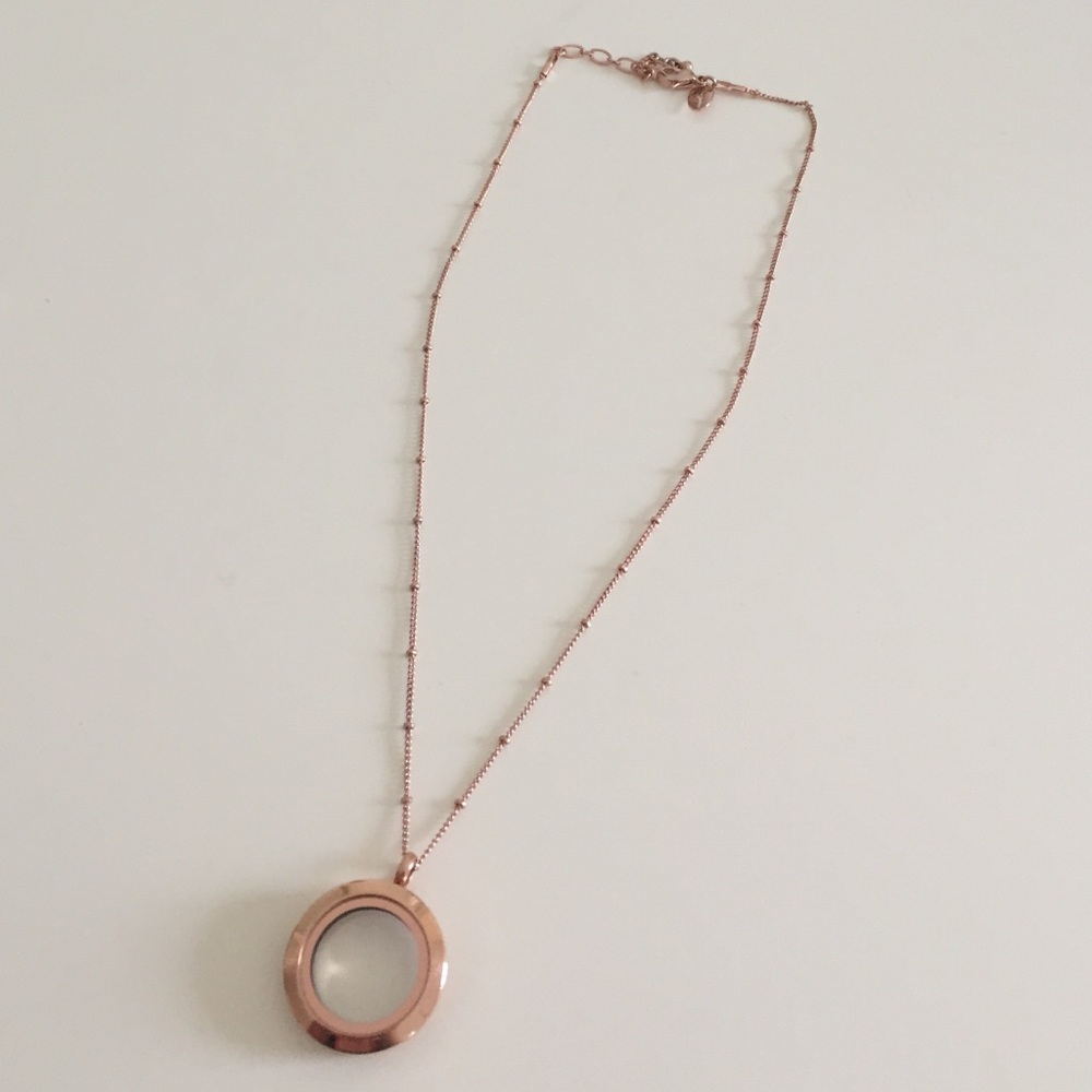 Origami Owl Rose Gold Locket, Necklace & Charms